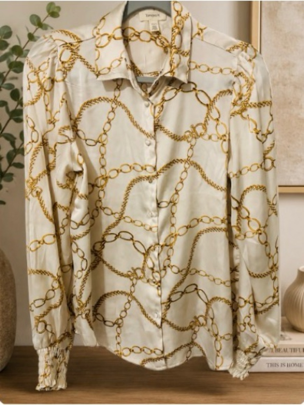Tommy Hilfiger Cream Chain-Print Button-Down Shirt